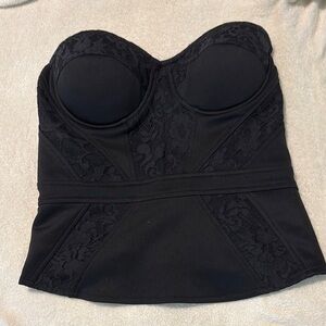 2- TOPS Elegant Black Lace Bustier and shoulder shirt